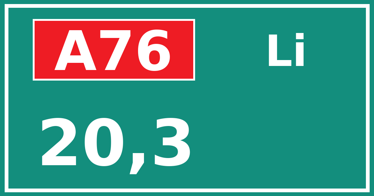 Hectometerbord A76 20,3 zijde Li