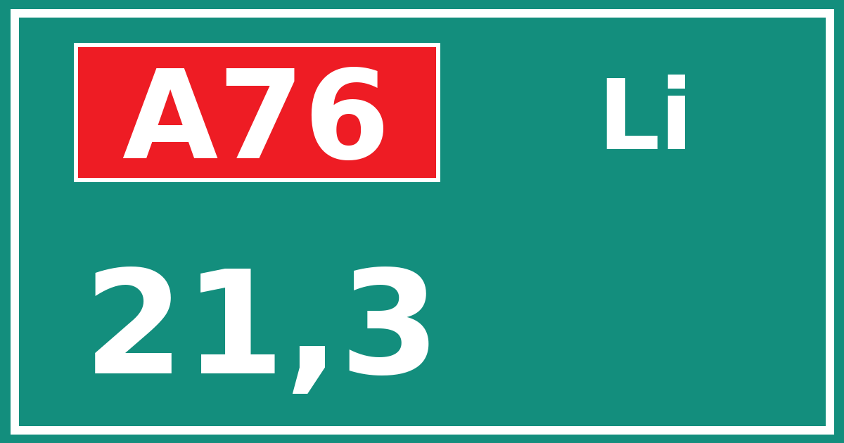 Hectometerbord A76 21,3 zijde Li