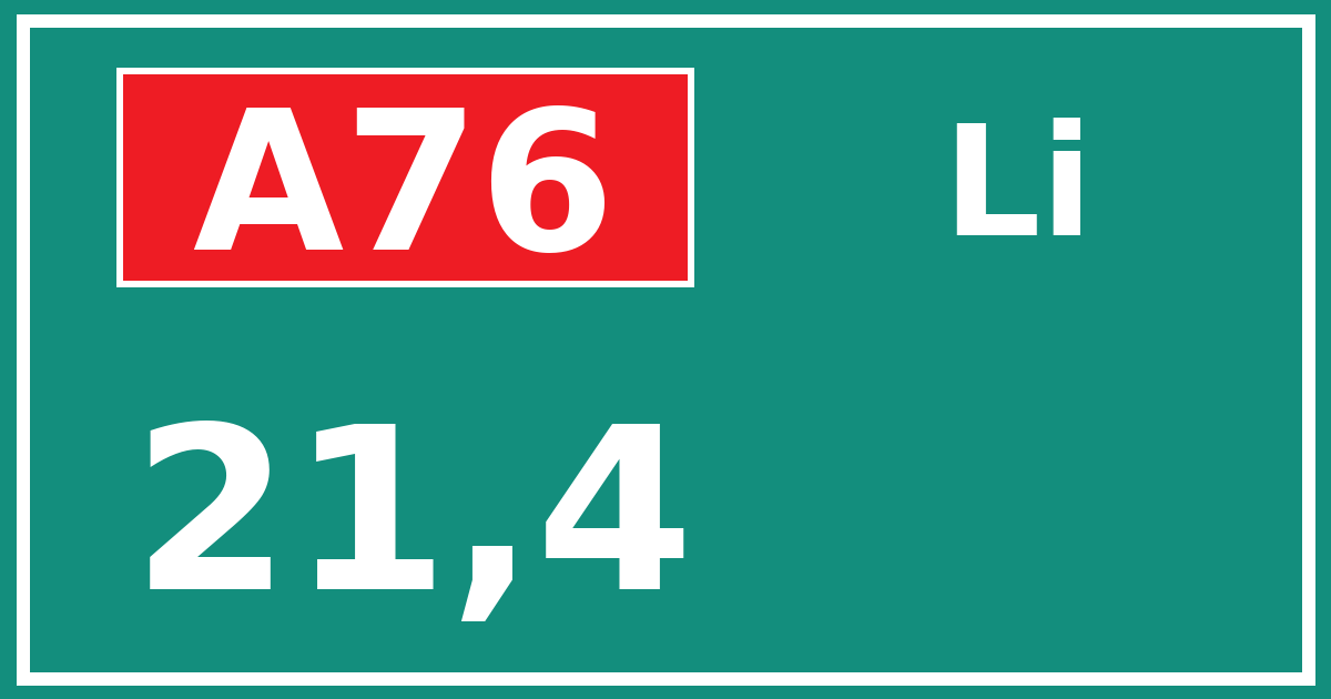 Hectometerbord A76 21,4 zijde Li