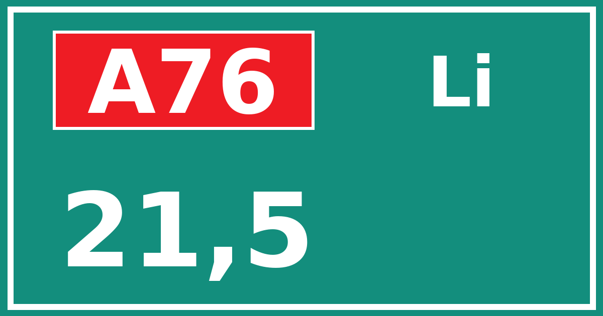 Hectometerbord A76 21,5 zijde Li