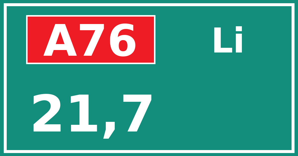 Hectometerbord A76 21,7 zijde Li