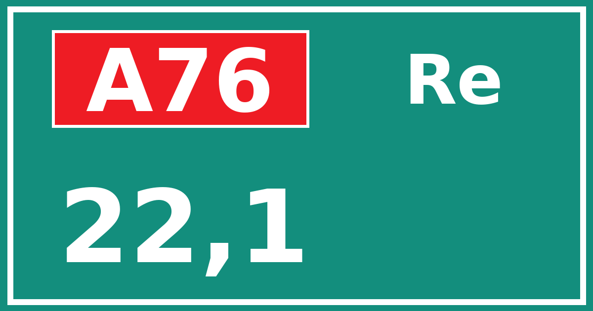 Hectometerbord A76 22,1 zijde Re