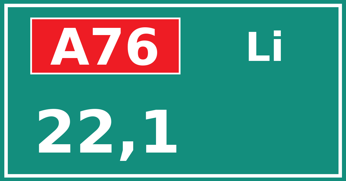 Hectometerbord A76 22,1 zijde Li