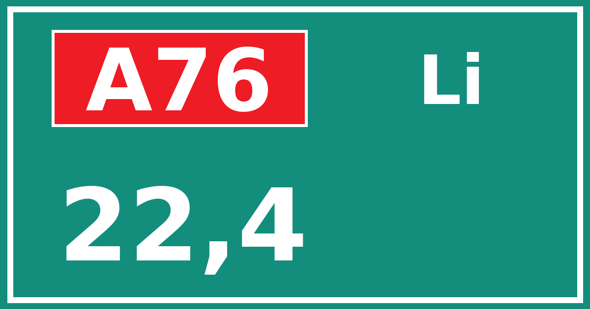 Hectometerbord A76 22,4 zijde Li