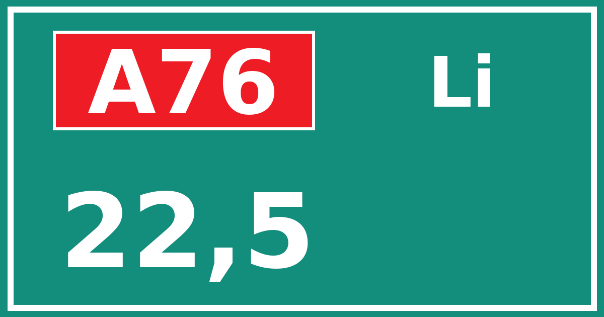 Hectometerbord A76 22,5 zijde Li