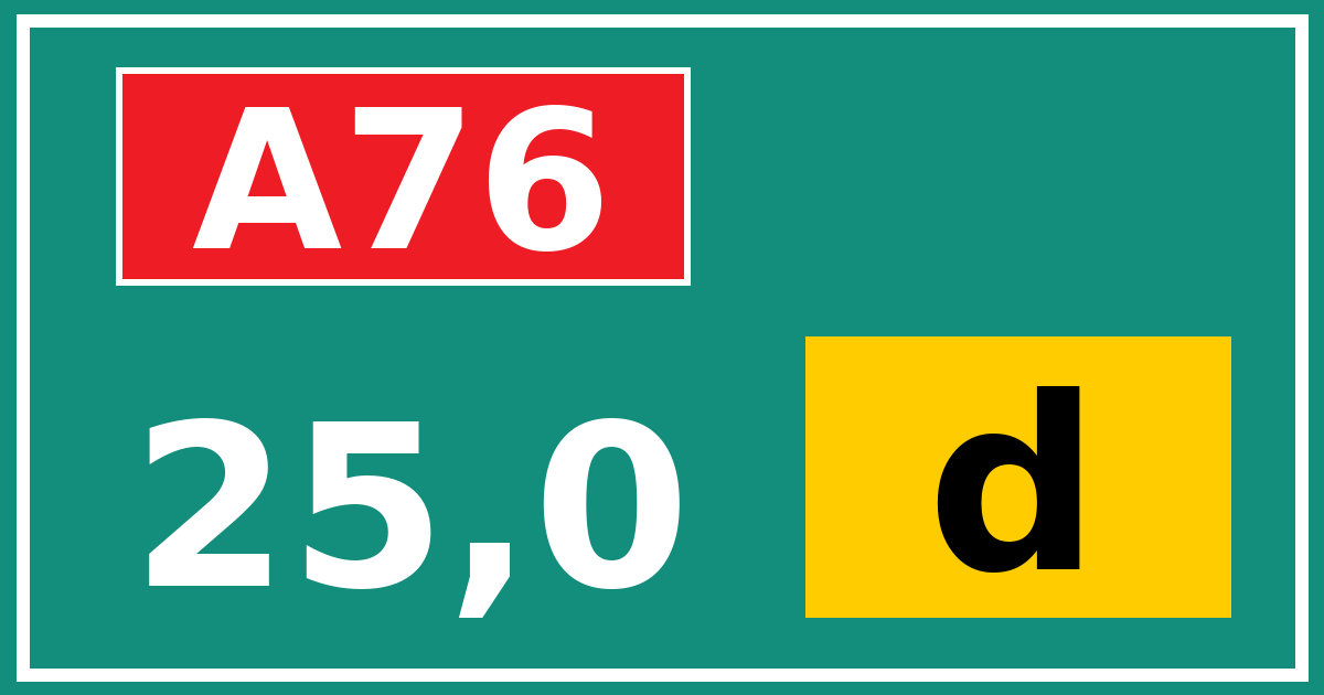 Hectometerbord A76 25,0 letter d
