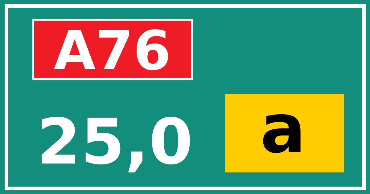 Hectometerbord A76 25,0 letter a