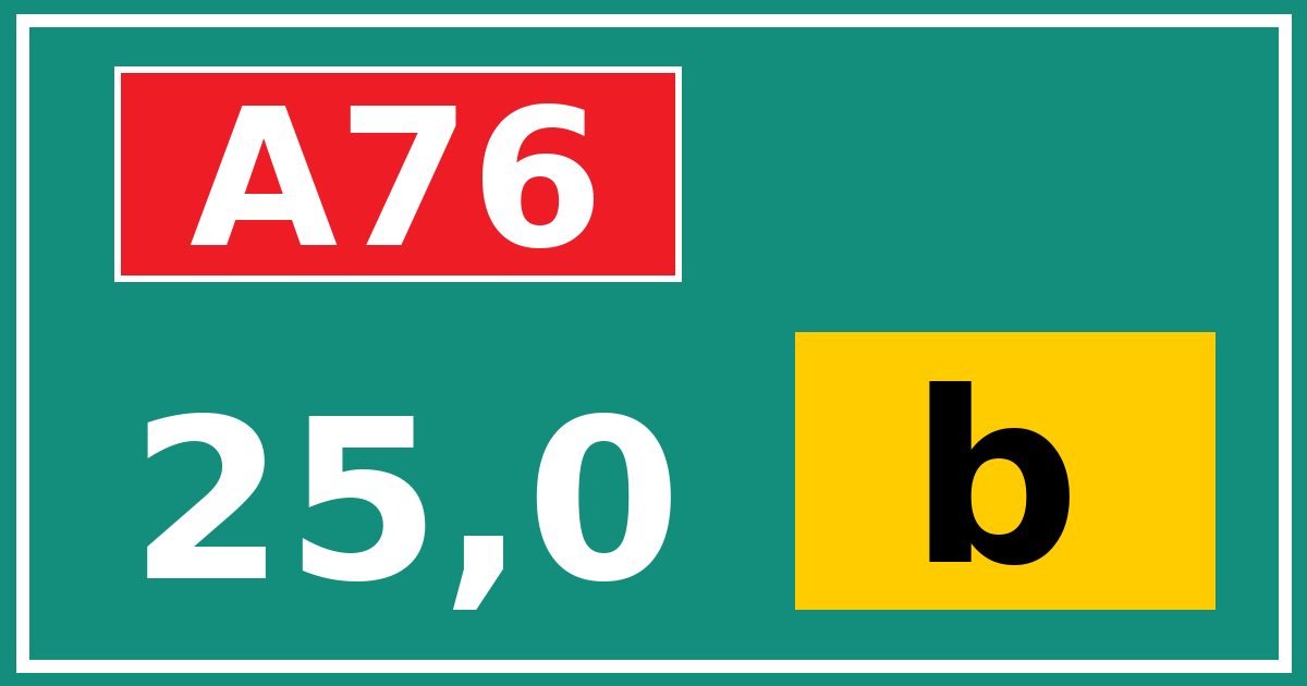 Hectometerbord A76 25,0 letter b