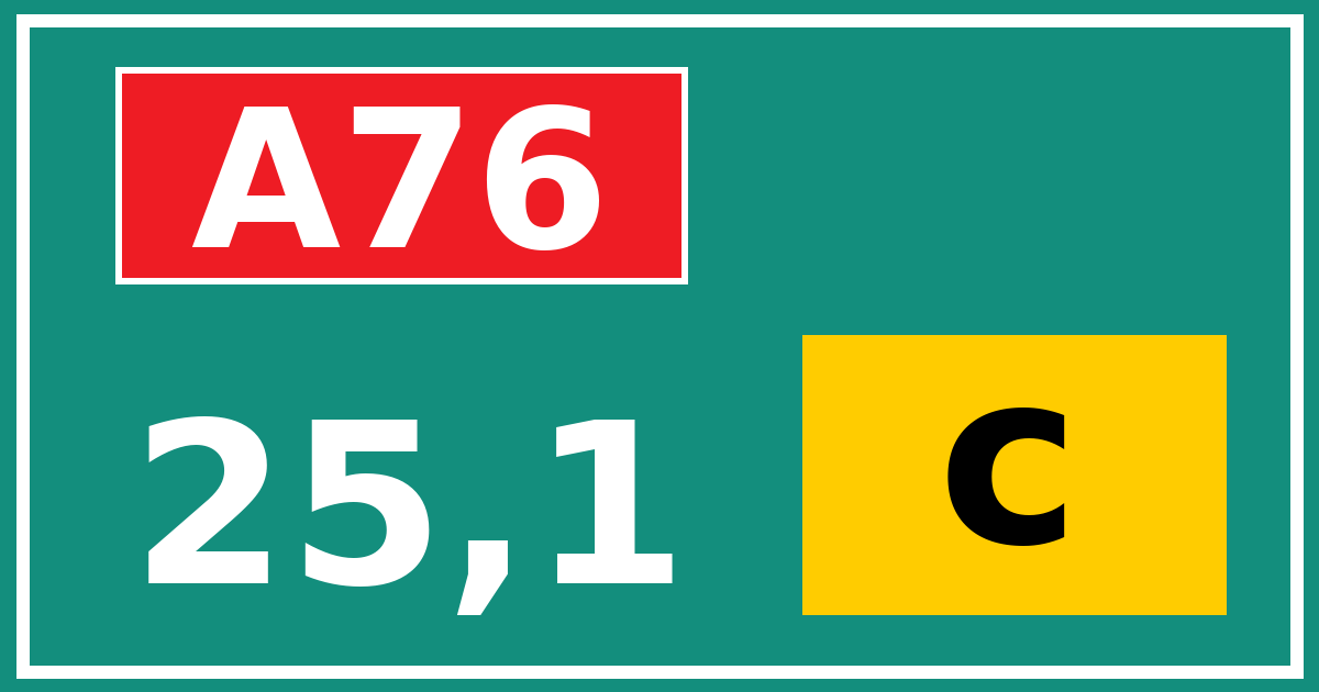 Hectometerbord A76 25,1 letter c