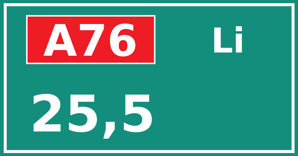 Hectometerbord A76 25,5 zijde Li