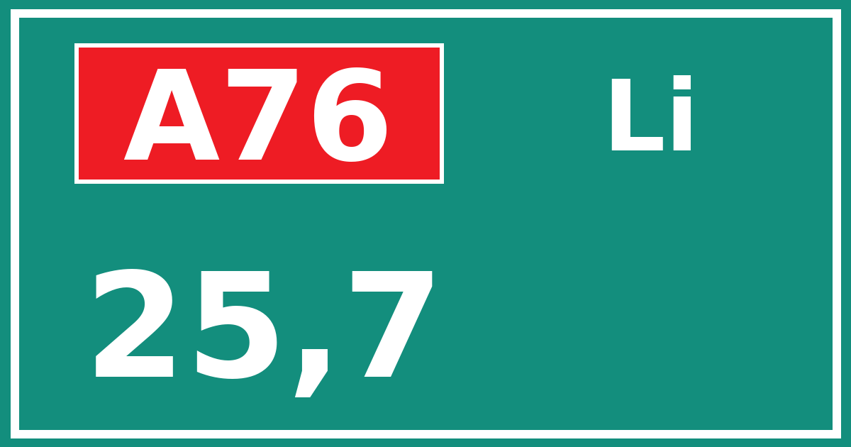 Hectometerbord A76 25,7 zijde Li