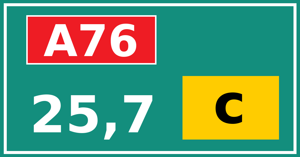 Hectometerbord A76 25,7 letter c