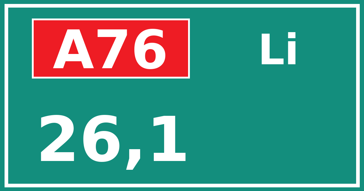 Hectometerbord A76 26,1 zijde Li