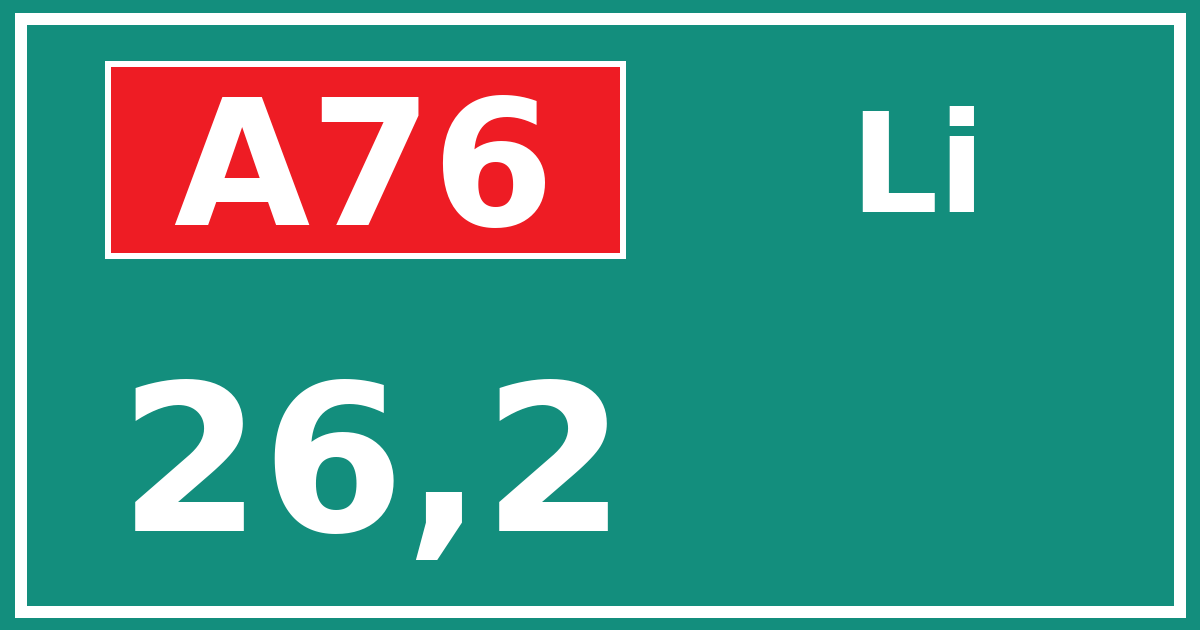 Hectometerbord A76 26,2 zijde Li