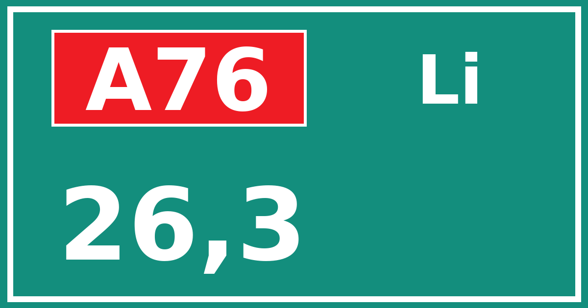 Hectometerbord A76 26,3 zijde Li