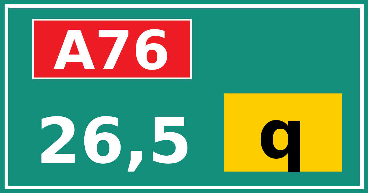 Hectometerbord A76 26,5 letter q