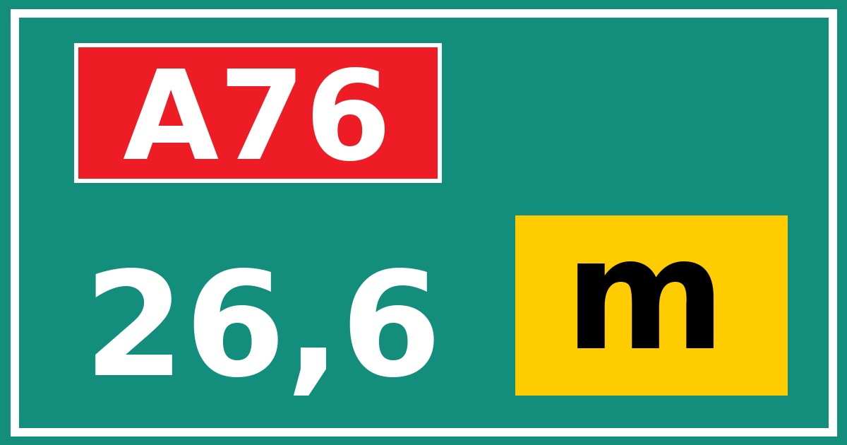 Hectometerbord A76 26,6 letter m
