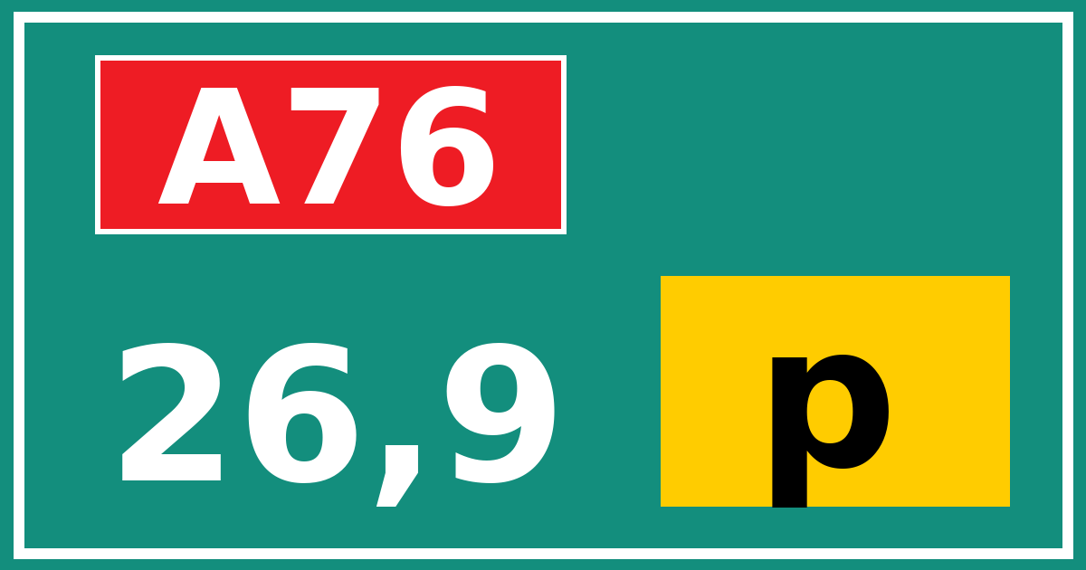 Hectometerbord A76 26,9 letter p