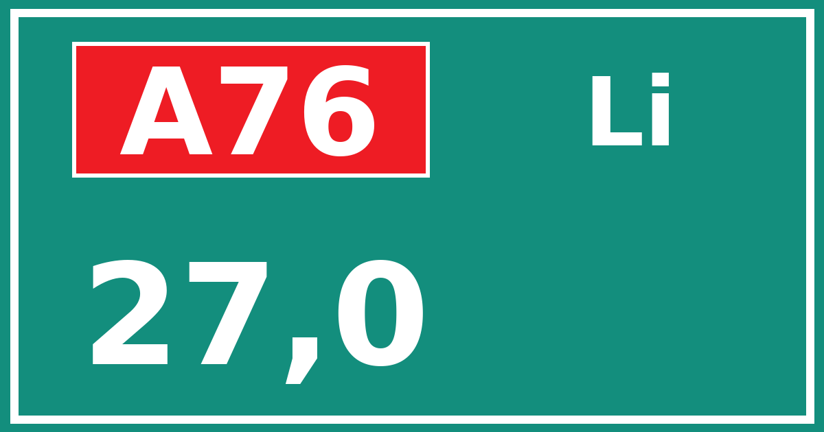 Hectometerbord A76 27,0 zijde Li
