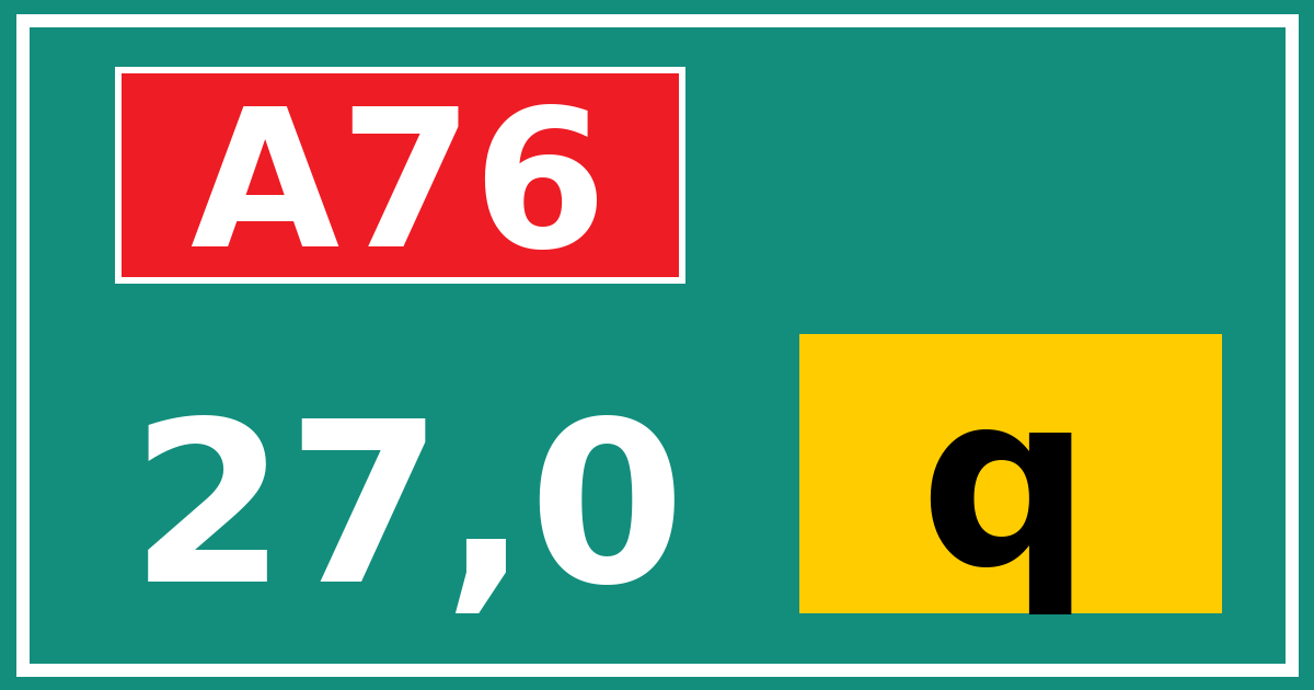 Hectometerbord A76 27,0 letter q