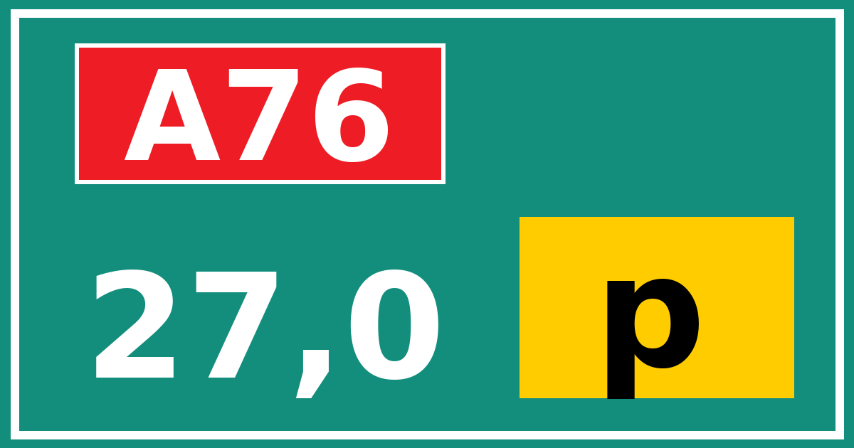 Hectometerbord A76 27,0 letter p