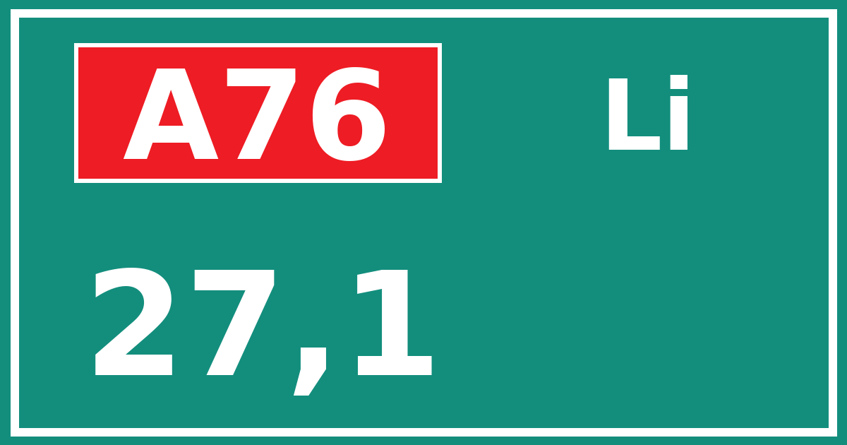 Hectometerbord A76 27,1 zijde Li