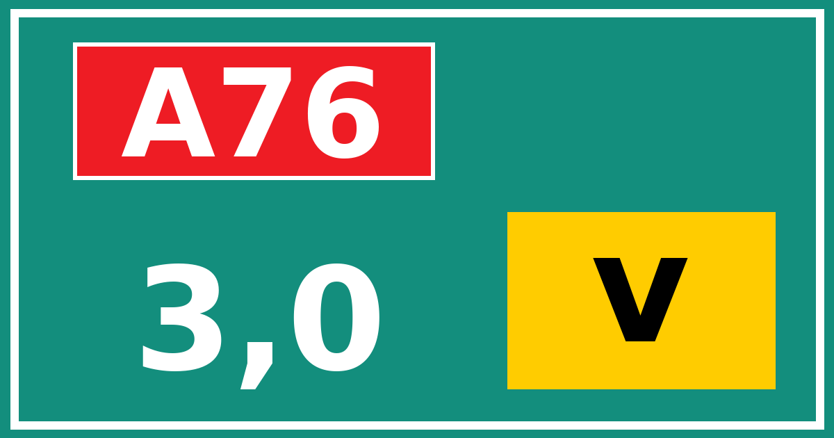 Hectometerbord A76 3,0 letter v