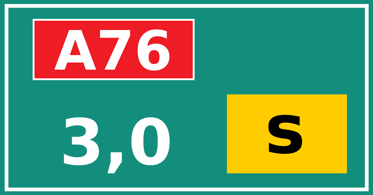 Hectometerbord A76 3,0 letter s