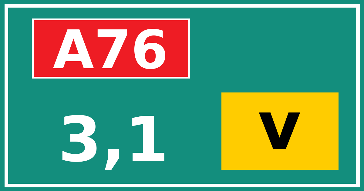 Hectometerbord A76 3,1 letter v