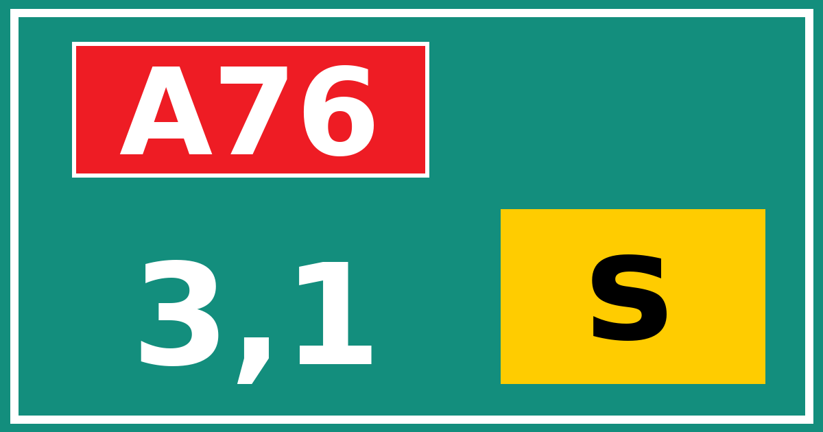 Hectometerbord A76 3,1 letter s