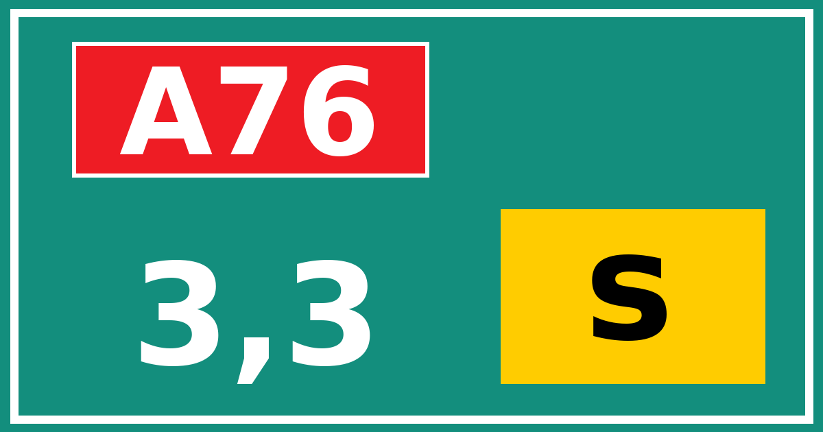Hectometerbord A76 3,3 letter s