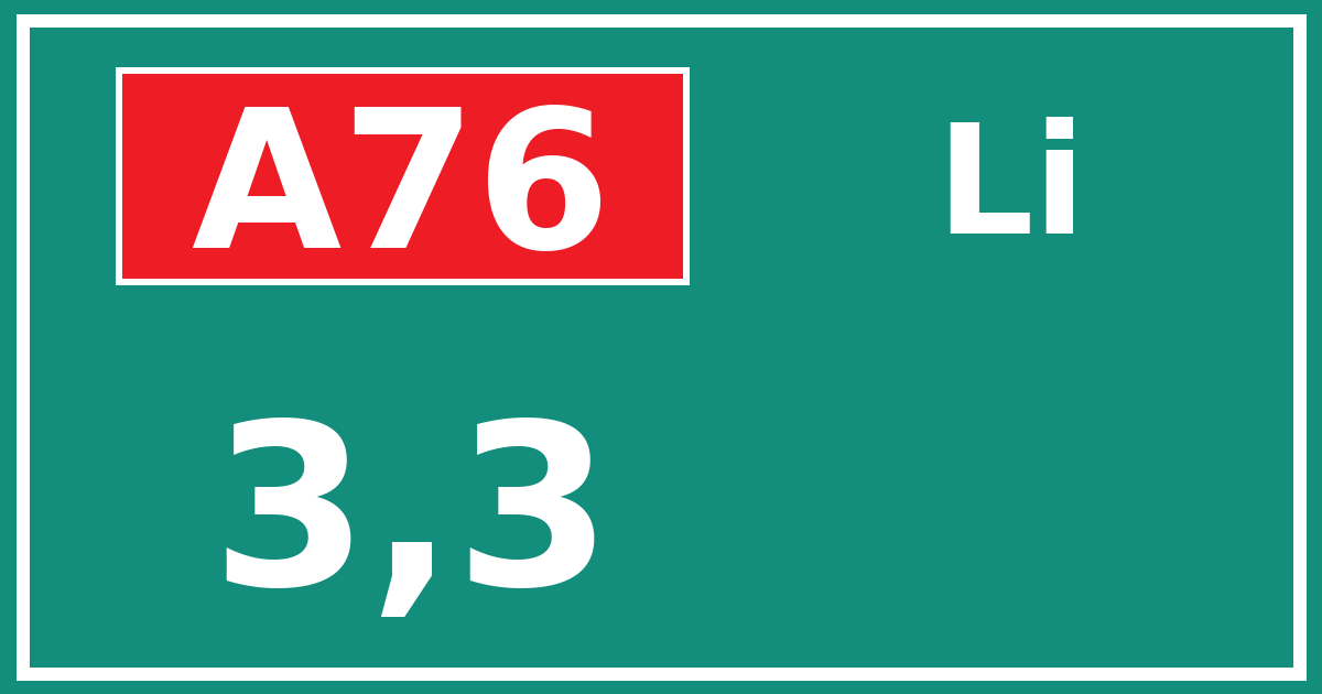 Hectometerbord A76 3,3 zijde Li