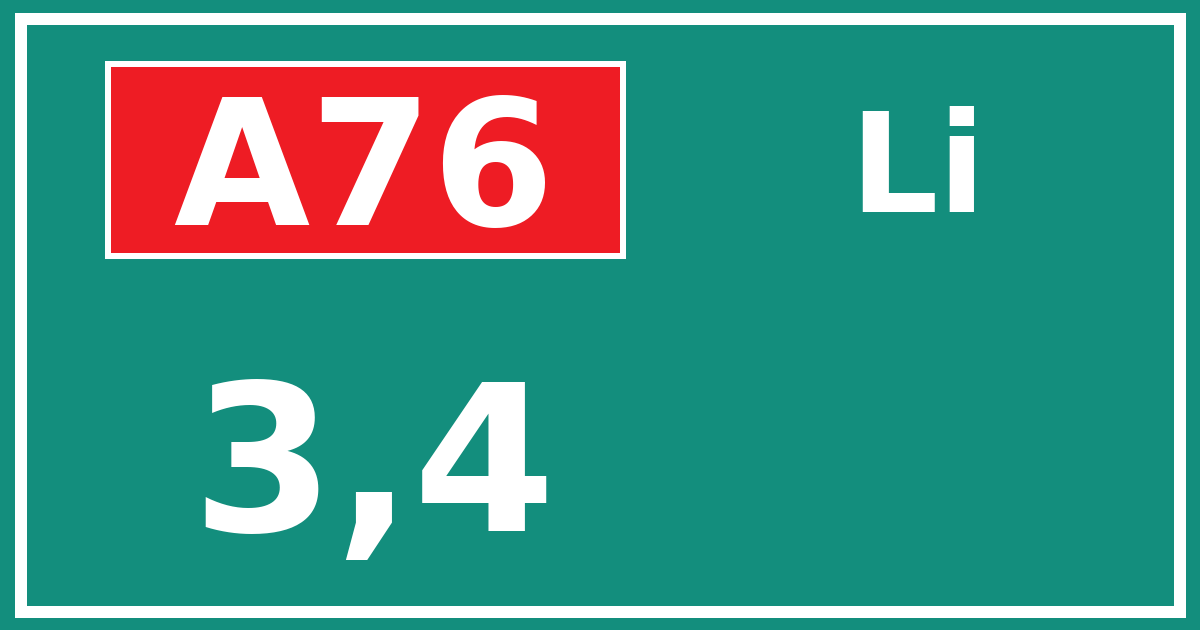 Hectometerbord A76 3,4 zijde Li
