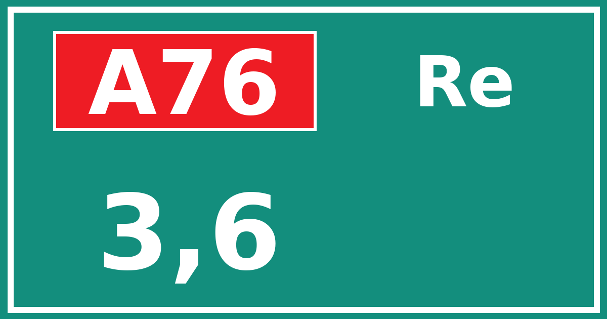 Hectometerbord A76 3,6 zijde Re