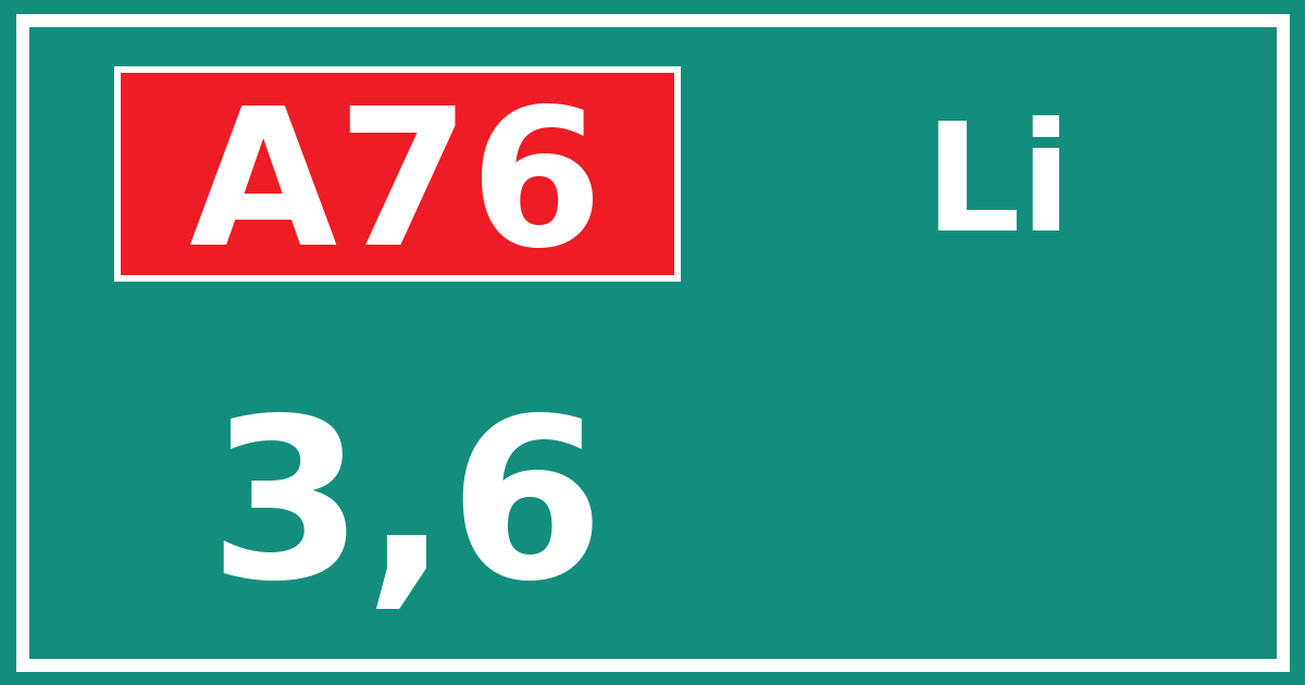 Hectometerbord A76 3,6 zijde Li