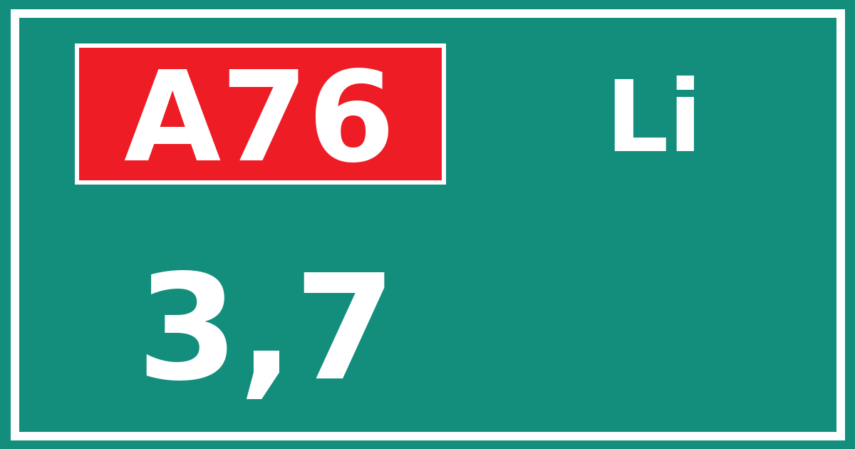 Hectometerbord A76 3,7 zijde Li