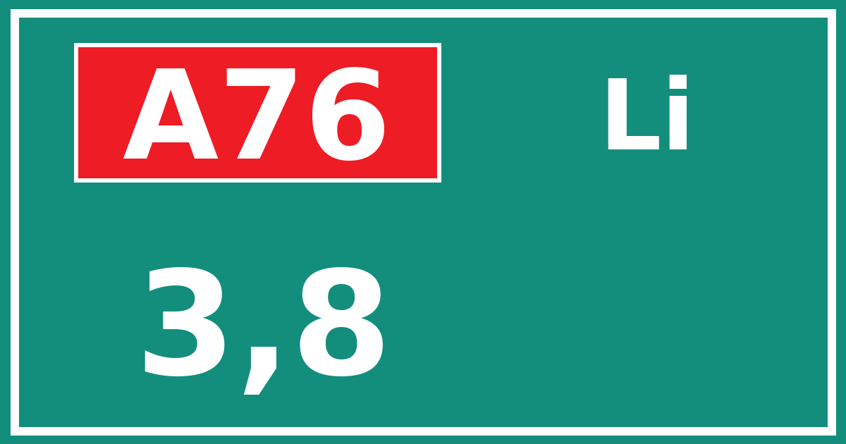Hectometerbord A76 3,8 zijde Li