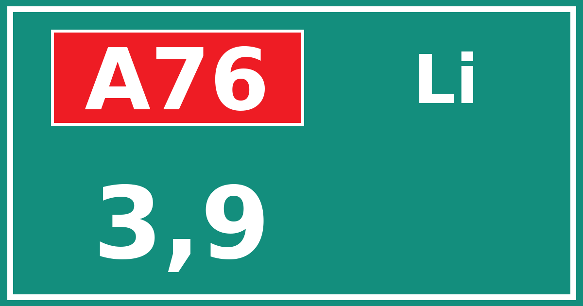 Hectometerbord A76 3,9 zijde Li