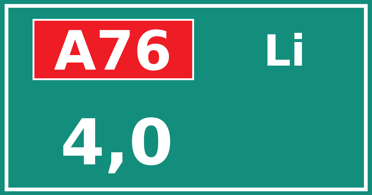 Hectometerbord A76 4,0 zijde Li