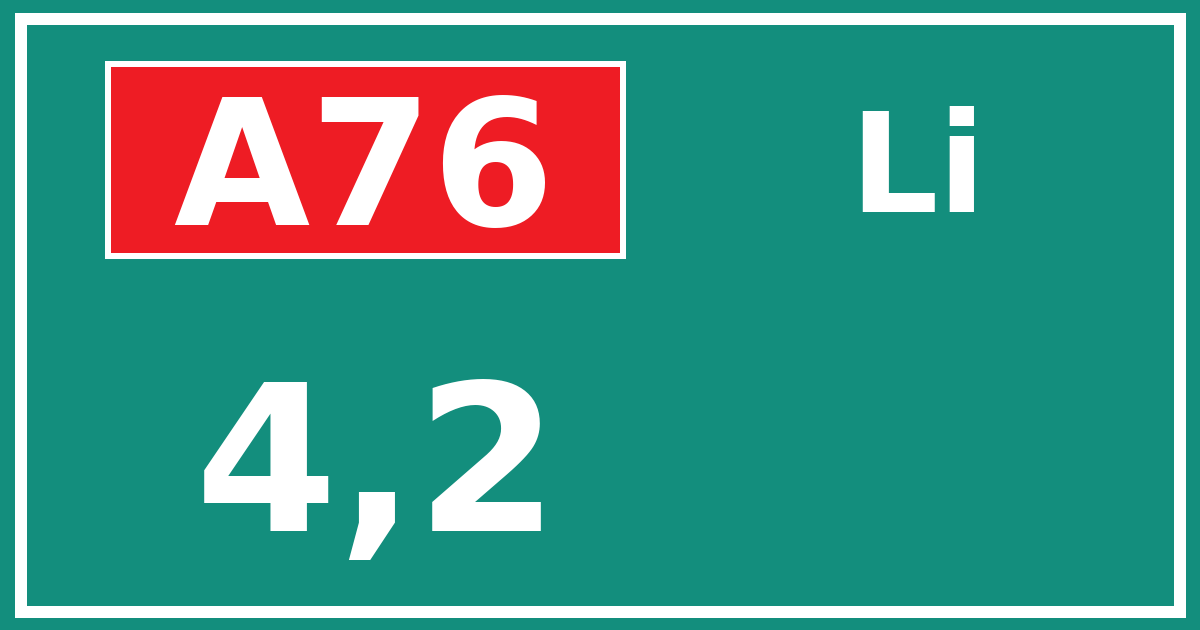 Hectometerbord A76 4,2 zijde Li