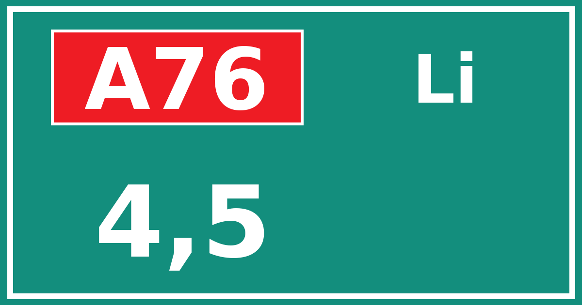 Hectometerbord A76 4,5 zijde Li