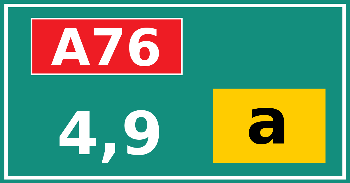 Hectometerbord A76 4,9 letter a