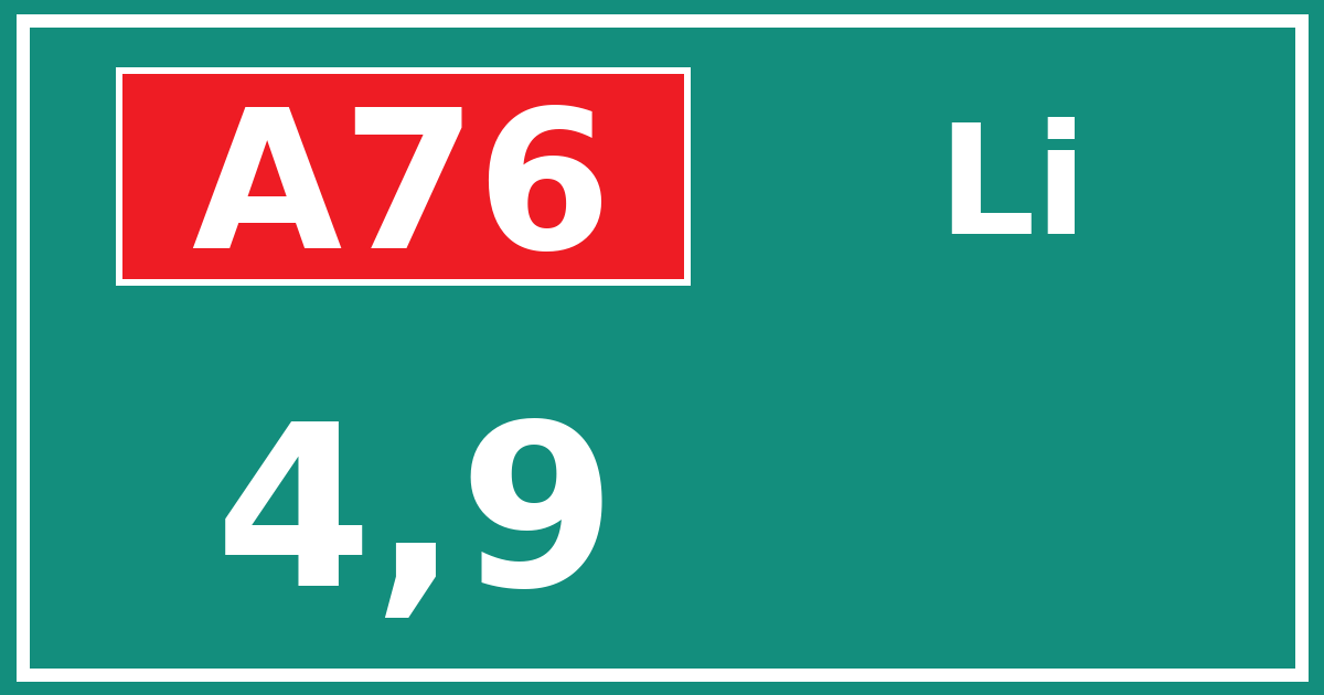 Hectometerbord A76 4,9 zijde Li