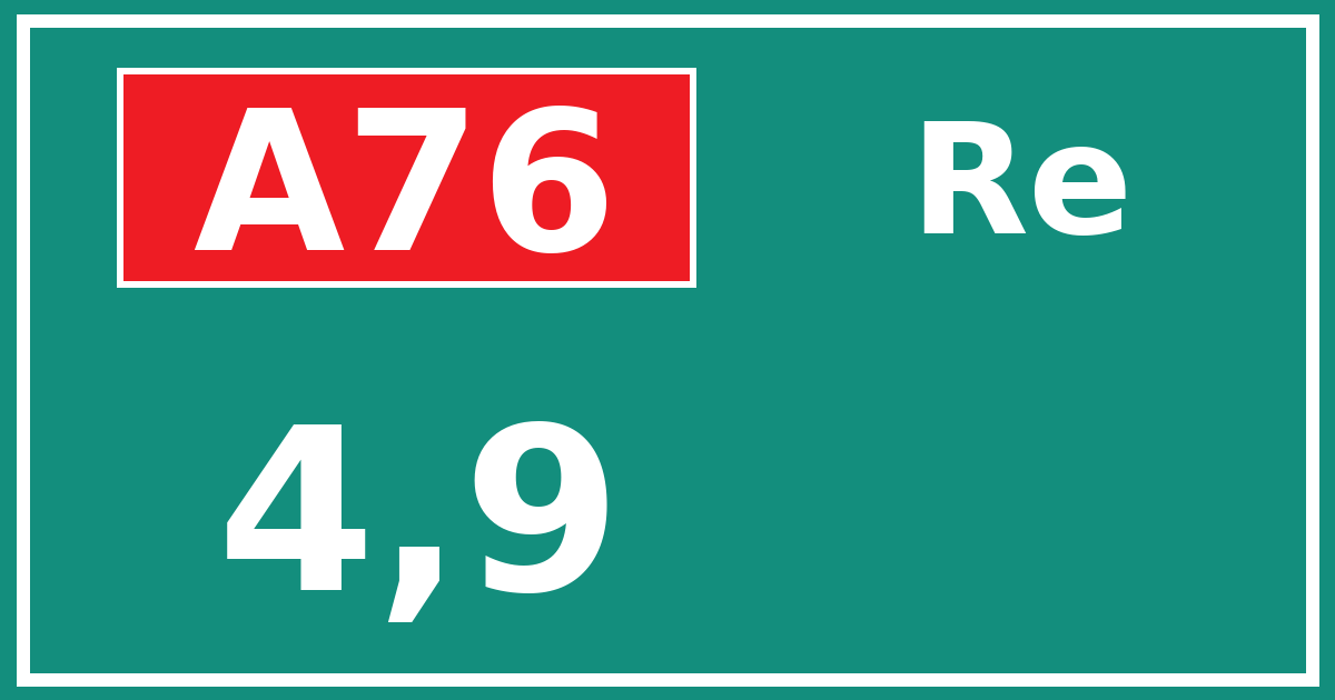 Hectometerbord A76 4,9 zijde Re