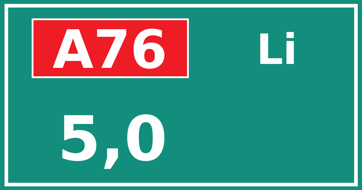 Hectometerbord A76 5,0 zijde Li