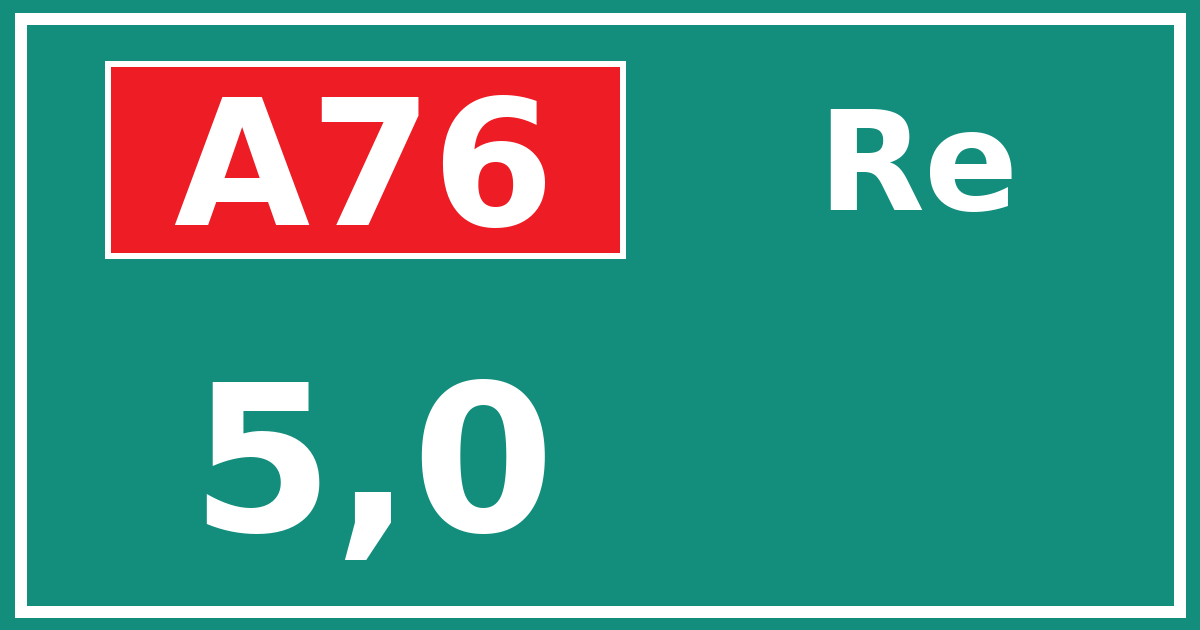 Hectometerbord A76 5,0 zijde Re