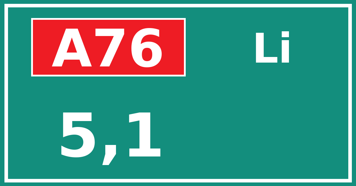 Hectometerbord A76 5,1 zijde Li