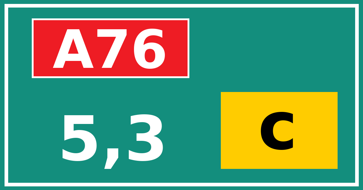 Hectometerbord A76 5,3 letter c