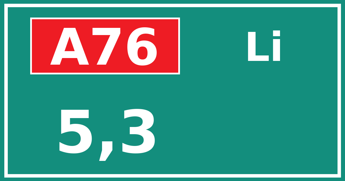 Hectometerbord A76 5,3 zijde Li