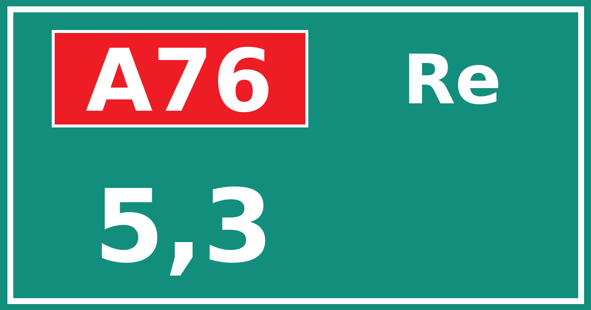 Hectometerbord A76 5,3 zijde Re